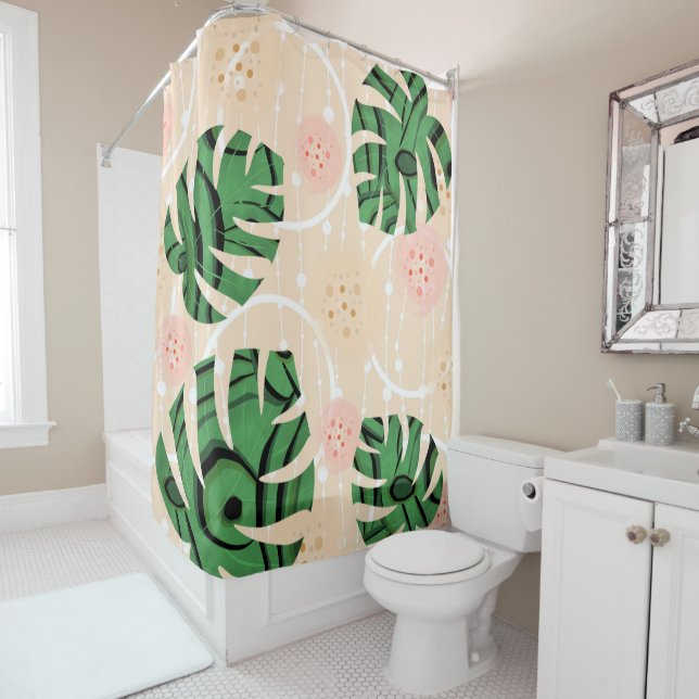 Monstera verlasse pink. duschvorhang (Beispiel)
