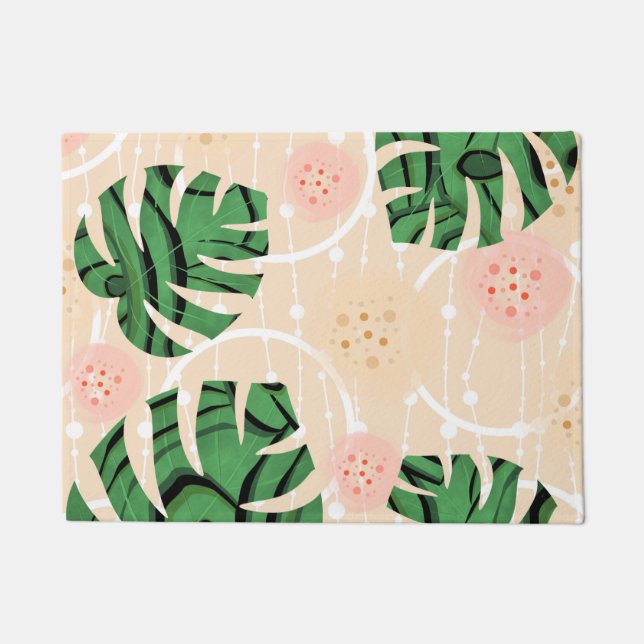 Monstera verlasse pink. fußmatte (Vorderseite)