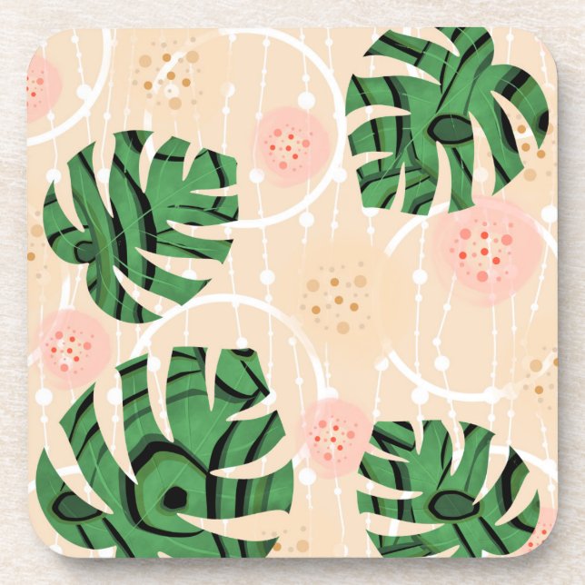 Monstera verlasse pink. getränkeuntersetzer (Vorderseite)
