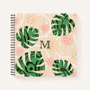 Monstera verlasse pink. notizbuch