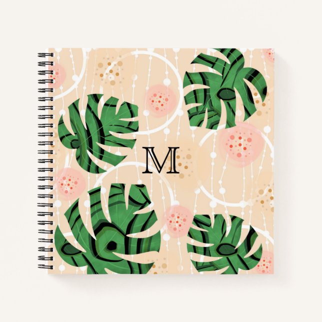 Monstera verlasse pink. notizbuch (Vorderseite)