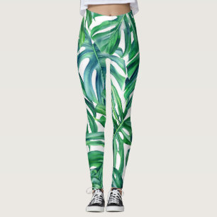 Monstera Verlasse: Watercolor Jungle Pattern. Leggings
