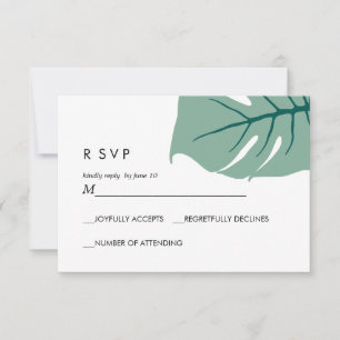 Monstera   Vert    Réponse de mariage RSVP