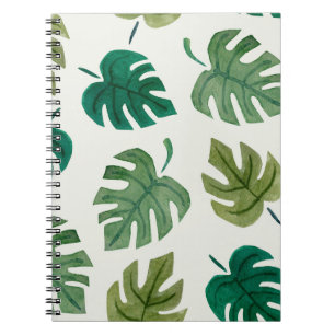 Monstera Wasserfarbe: Grüne Nahtlose Textur. Notizblock