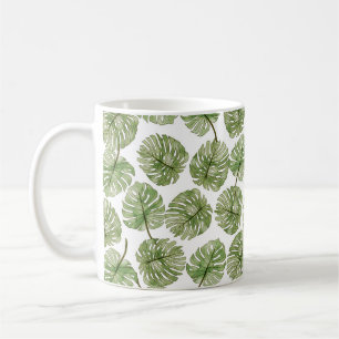 Monstera Watercolor Grüne tropische Blätter Nahtlo Kaffeetasse