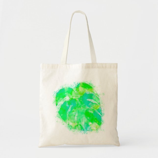 Monstera Watercolor Tragetasche (Vorne)