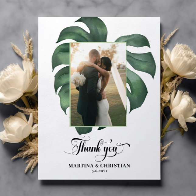 Monstera Wedding Flat Danke Karte (Von Creator hochgeladen)
