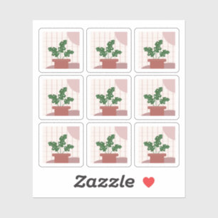 Monstera Zimmerpflanze Bilderrahmen Boho Aufkleber