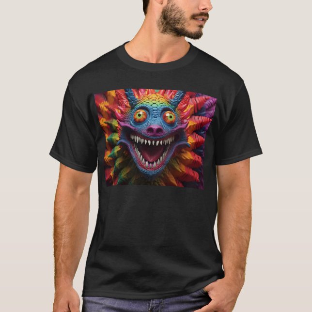Monstergesicht in Regenbogenfarben T-Shirt (Vorderseite)