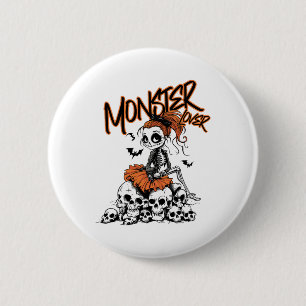 Monsterliebhaber Spaß Skelett Ghul Süß Vintage-Hal Button