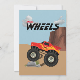 Monsterräder orange, gelb, rot, grün einladung