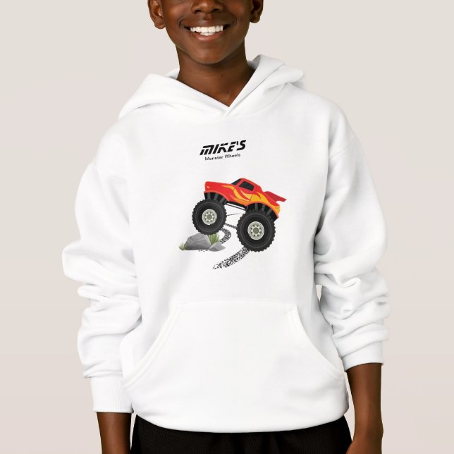 Monsterräder orange, gelb, rot, grün hoodie (Vorderseite)