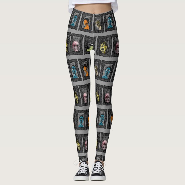 Monsters Portraits Creepy Illustrations Zombies Leggings (Vorderseite)