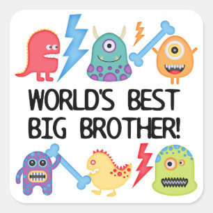 Monsters World Best Big Brother Quadratischer Aufkleber