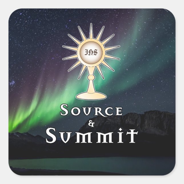 Monstrance Source & Summit Aurora Borealis Quadratischer Aufkleber (Vorderseite)