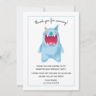 Monstre bleu du carte de remerciements