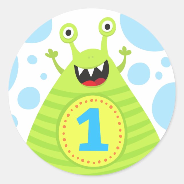 Monstre drôle autocollants de premier anniversaire (Devant)