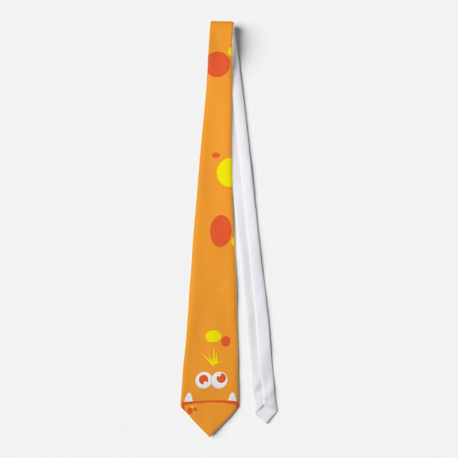 Monstre orange Kawaii Face Cravate masculin (Devant)