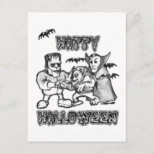 Monstres amusants - Bonne carte postale Halloween
