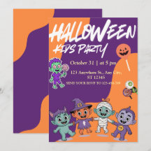 Monstres de Bonbons Colorés Invitation Halloween p