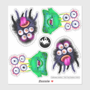 Monstres d'Halloween effrayants autocollants en vi