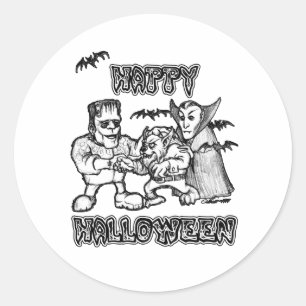 Monstres drôles - autocollant heureux de Hallowee