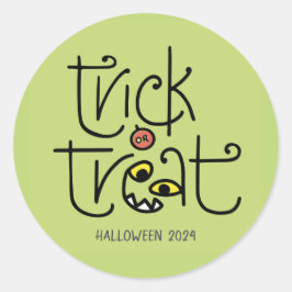 Monströse Trick-oder-Leckerei-Aufkleber - grün Runder Aufkleber