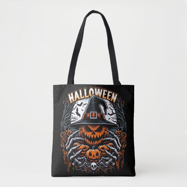 Monströser Jack-O'-Lantern-Spooky HexenHalloween Tasche (Vorderseite)