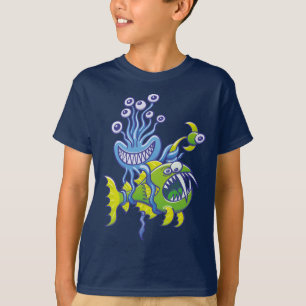 Monströser Tintenfisch, der einen hässlichen Tie T-Shirt