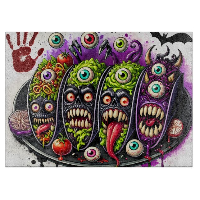 Monstrosisches Halloween Küche Kunst Schneidebrett (Vorderseite)