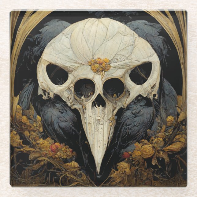 Monstrous Raven Horror Goth Gothic Glasuntersetzer (Vorderseite)