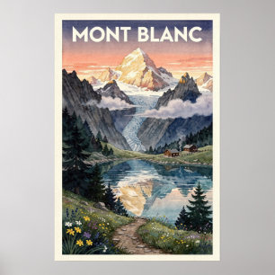 Mont Blanc Alpen-Reise im Vintage-Stil Poster