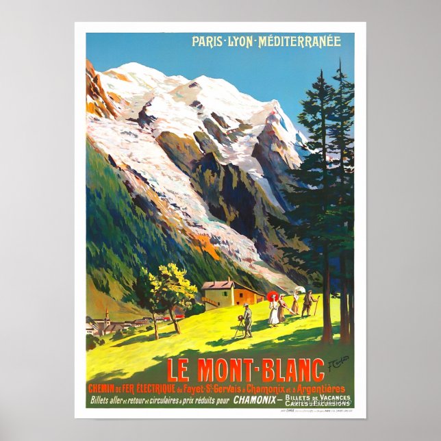 Mont Blanc Frankreich Jahrgang Reise Poster (Vorne)