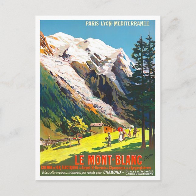 Mont Blanc Frankreich Jahrgang Reise Postkarte (Vorderseite)