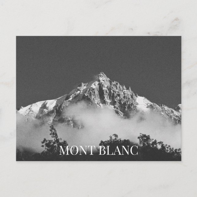 Mont Blanc Mountain Chamonix France BW Postkarte (Vorderseite)