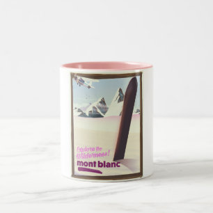 mont blanc Snowboarden Reiseplakat. Zweifarbige Tasse
