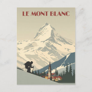 Mont Blanc Vintag Ski Poster Postkarte