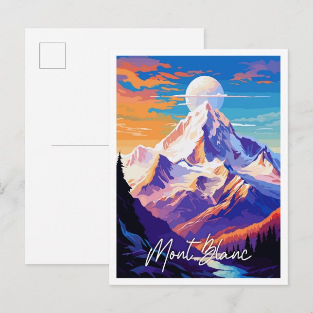 Mont Blanc Vintage Illustration Postkarte (Vorne/Hinten)