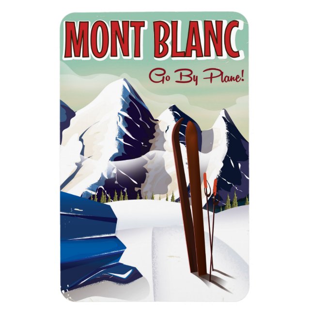 Mont Blanc Vintages Skifahrplakat Magnet (Vertikal)