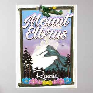 Mont Elbrouz, affiche de voyage russe
