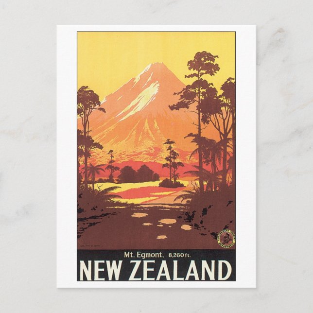 Mont Neuseeland Reiseplakat Postkarte (Vorderseite)