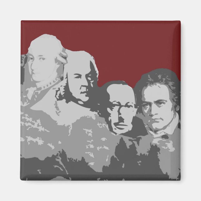 Mont Rushmore de compositeurs Magnet rouge (Devant)