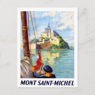 Mont Saint-Michel, Aussicht vom Schiff aus. Vintag Postkarte