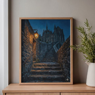 Mont Saint-Michel Dämmerungslaternen Kunst Leinwanddruck