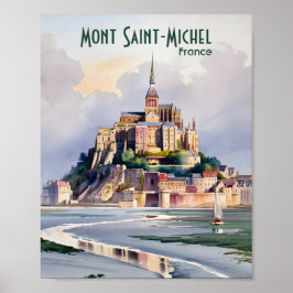 Mont Saint-Michel France Impressionist Watercolor Poster