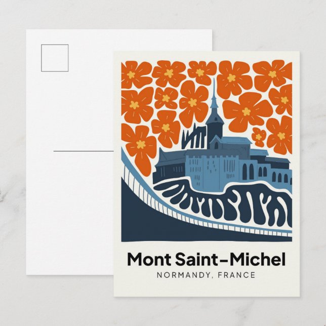 Mont Saint Michel Frankreich abstrakter Reiseraum Postkarte (Vorne/Hinten)