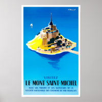 Mont Saint Michel Frankreich Jahrgang Reise Poster