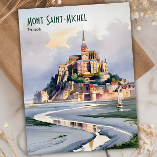 Mont Saint-Michel Frankreich Reisen Vintage Wasser Postkarte