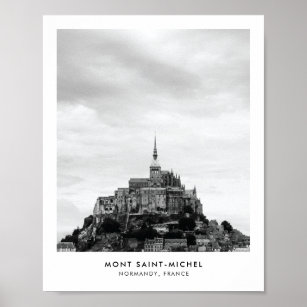 Mont Saint Michel Frankreich Schwarz & Weiß Foto Poster