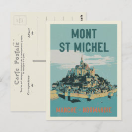 Mont Saint Michel Illustration Frankreich Postcard Postkarte